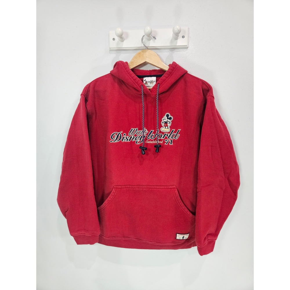 Walt Disney World Mickey Mouse Red Graphic Hoodie Sweatshirt Medium Est 71